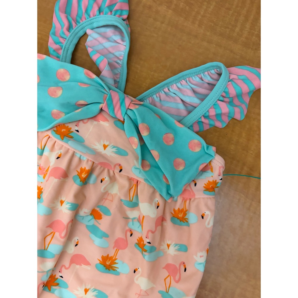 Matilda Jane Baby Girls Flamingo One Piece Swimsuit Ruffle Bow 6-12M Pink Blue